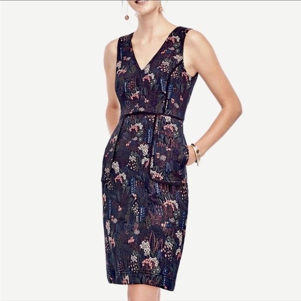 ANN TAYLOR Night Garden Jacquard Shift Cocktail Dress